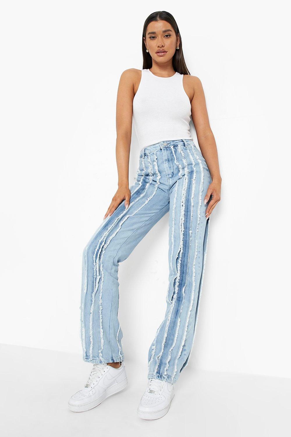 Straight best sale frayed jeans